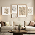 Large Framed Matisse Abstract Botanical Wall Art Set of 5 for Living Room