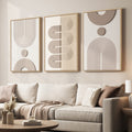 Boho Neutral Abstract Wall Art, Large 3D Textured Framed Set of 3 for Living Room