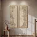 Long Narrow Framed Neutral Abstract Vertical Wall Art, Oversized Set of 2