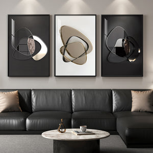 Large Framed Modern Elegant Abstract Wall Art for Living Room, 3 Piece Set