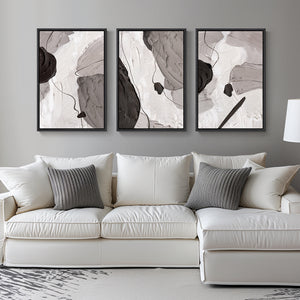 Large Black White Gray Abstract Wall Art
