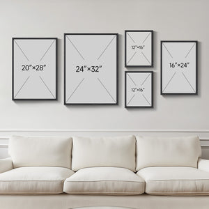 Large Framed Black and White Abstract Wall Art for Living Room, 5 Piece Set
