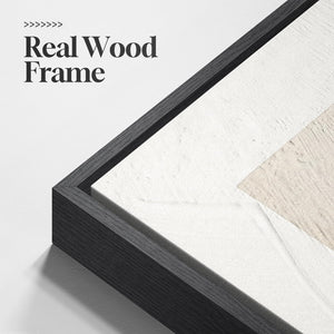 Large Framed Modern Neutral Abstract Black and Beige Wall Art Set of 3