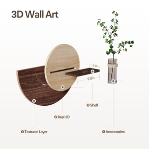 3D Textured Round Wall Art Decor With Vase, Modern Minimalist Sandstone Painting Artwork for Walls