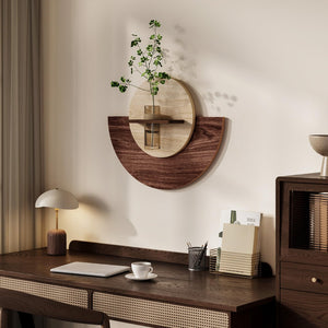 3D Textured Round Wall Art Decor With Vase, Modern Minimalist Sandstone Painting Artwork for Walls