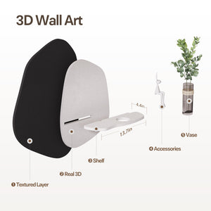 3D Textured Black and White Modern Minimalist Abstract Wall Art for Living Room
