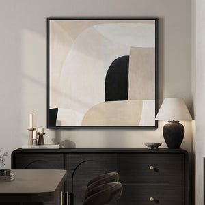 Framed Square Neutral Modern Minimalist Geometric Abstract Wall Art for Living Room