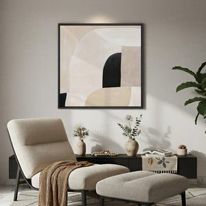 Framed Square Neutral Modern Minimalist Geometric Abstract Wall Art for Living Room