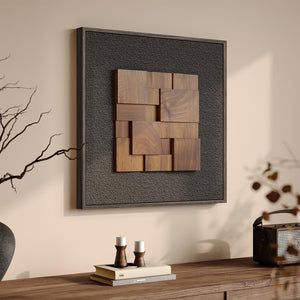 Framed 3D Textured Wood Wall Art for Living Room, Modern Minimalist for Hallway, Dining room, Office