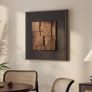 Framed 3D Textured Wood Wall Art for Living Room, Modern Minimalist for Hallway, Dining room, Office