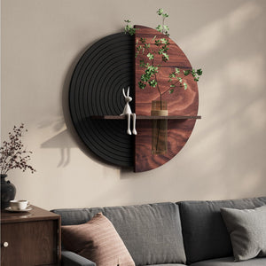 3D Textured Abstract Modern Black and Brown Round Wall Art Decor
