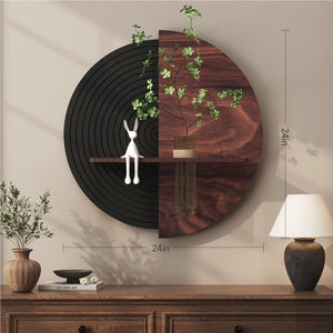 3D Textured Abstract Modern Black and Brown Round Wall Art Decor