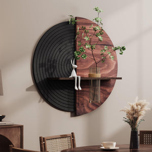 3D Textured Abstract Modern Black and Brown Round Wall Art Decor