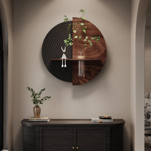 3D Textured Abstract Modern Black and Brown Round Wall Art Decor