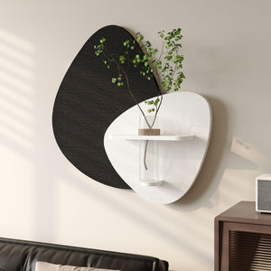 Cuspin 3D Textured Black and White Wall Art with Vase and Shelf Modern Minimalist Wall Decor