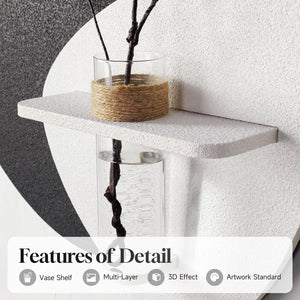 Cuspin 3D Textured Black and White Wall Art with Vase and Shelf Modern Minimalist Wall Decor