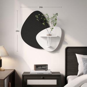 Cuspin 3D Textured Black and White Wall Art with Vase and Shelf Modern Minimalist Wall Decor