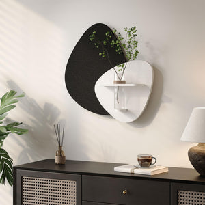 Cuspin 3D Textured Black and White Wall Art with Vase and Shelf Modern Minimalist Wall Decor