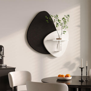 Cuspin 3D Textured Black and White Wall Art with Vase and Shelf Modern Minimalist Wall Decor