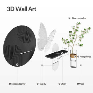 3D Black and White Modern Minimalist Butterfly Wall Art Decor for Living Room
