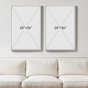 Large White Framed Blue and Gold Abstract Wall Art Modern Minimalist Artwork for Living Room Set of 2