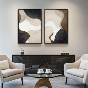 Large Framed Modern Abstract Wall Art for Living Room Set of 2