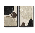 Large Framed Neutral Black Brown Abstract Wall Art  Canvas Prints for Living Room Set of 2
