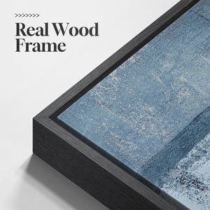 Framed Blue and Gray Abstract Modern Wall Art Minimalist Wall Decor for Living Room Set of 3