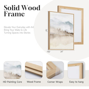 Large Framed Minimalist Landscape Wall Art  Abstract Artwork for Living Room Set of 3