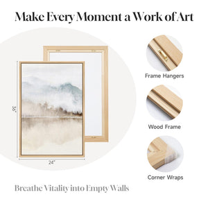 Large Framed Minimalist Landscape Wall Art  Abstract Artwork for Living Room Set of 3