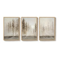 Large Framed Neutral Abstract Landscape Wall Art Canvas Artwork for Living Room Set of 3