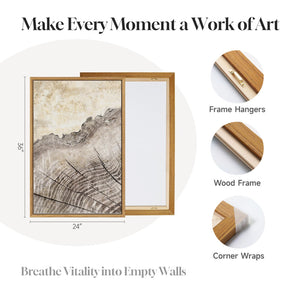 Large Framed Modern Farmhouse Tree Ring Wall Art Neutral Artwork for Living Room Set of 3