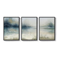 Large Framed Blue Nature Landscape Wall Art for Living Room Set of 3