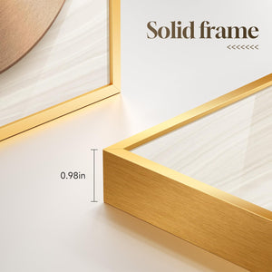 Large Framed Modern Luxury Gold Wall Art for Living Room Set of 3