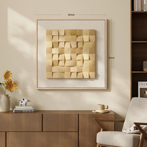 Framed 3D Wood Modern Minimalist Neutral Geometric Textured Wall Art for Living Room