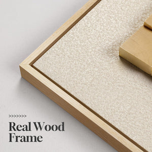 Framed 3D Wood Modern Minimalist Neutral Geometric Textured Wall Art for Living Room