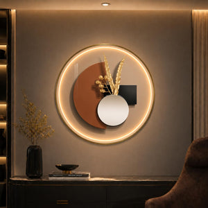 Framed LED Round Modern Luxury Geometric Minimalist Abstract Wall Art for Living Room