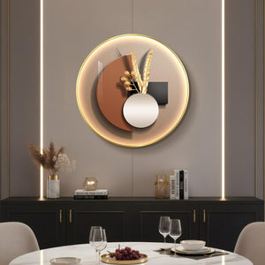 Framed LED Round Modern Luxury Geometric Minimalist Abstract Wall Art for Living Room