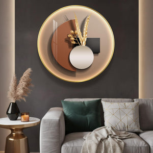 Framed LED Round Modern Luxury Geometric Minimalist Abstract Wall Art for Living Room