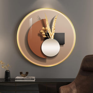 Framed LED Round Modern Luxury Geometric Minimalist Abstract Wall Art for Living Room