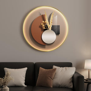 Framed LED Round Modern Luxury Geometric Minimalist Abstract Wall Art for Living Room