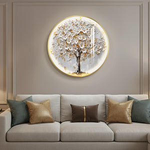 Framed LED Modern Luxury Tree of Life Wall Art with Remote Control for Living Room