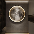 Framed LED Moon Wall Art for Living Room, Modern Round Artwork with Remote Control