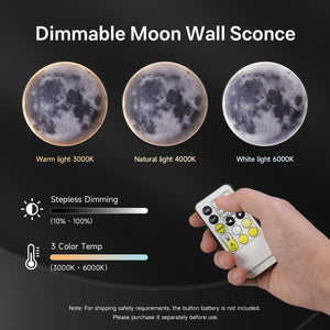 Framed LED Moon Wall Art for Living Room, Modern Round Artwork with Remote Control