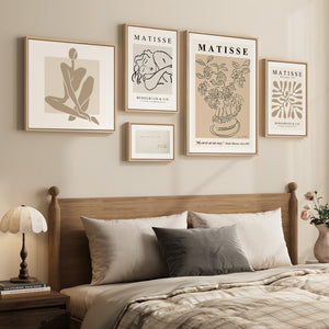 Large Framed Matisse Abstract Botanical Wall Art Set of 5 for Living Room