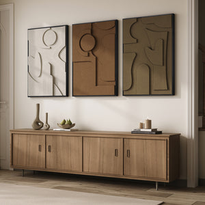 Large Framed 3D Textured Geometric Wall Art, 3 Piece Set for Living Room