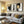 Large-frame black and gold abstract wall art three-piece set for the living room