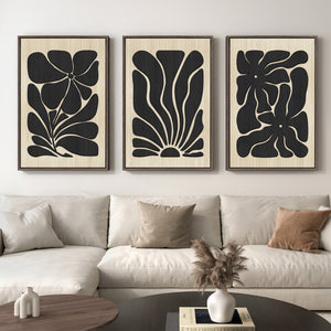 Large Framed Textured 3D Wall Art for Living Room, Boho Floral 3 Piece Set