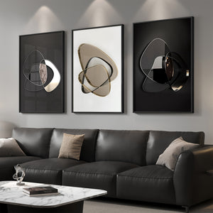 Large Framed Modern Elegant Abstract Wall Art for Living Room, 3 Piece Set