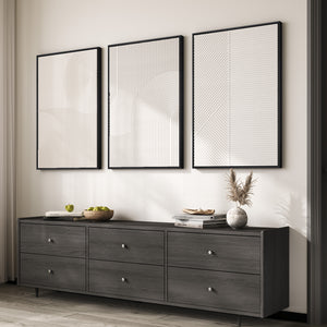 Large Framed 3D Textured Abstract Wall Art, 3 Piece White Geometric Set